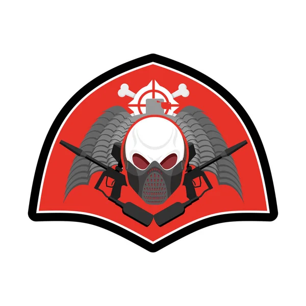 Vojenský znak. Paintball logo. Armádní znamení. Lebka v ochranném — Stockový vektor