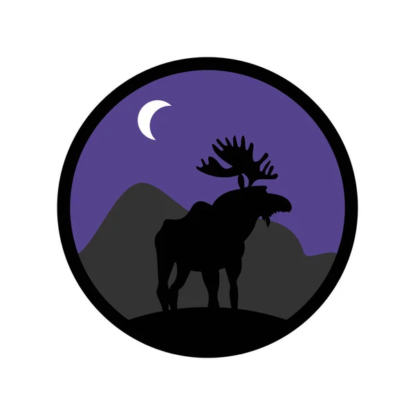 Um emblema de veado. Logotipo de alce. Animal com chifres. Animais selvagens —  Vetores de Stock