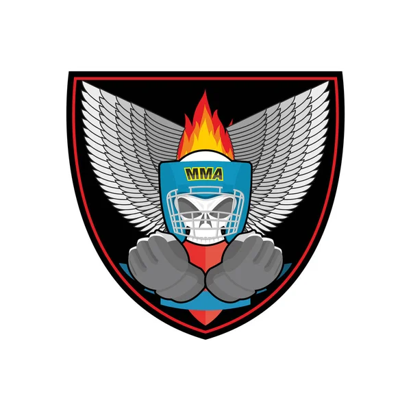 Logo de boxe. Emblème sportif. Crâne et gants de boxe. Protection — Image vectorielle