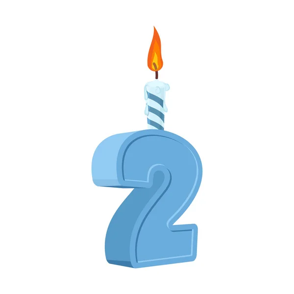 2 years birthday. Number with festive candle for holiday cake. F — Stock Vector