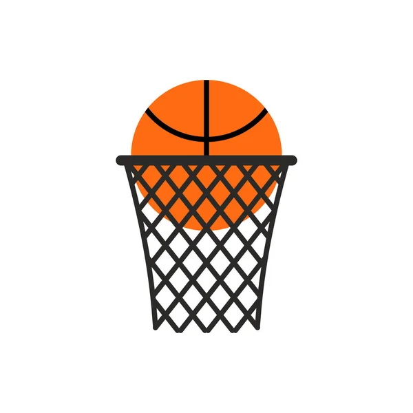 Basketbal bal in ring embleem. Sport logo. Spelen van teken — Stockvector