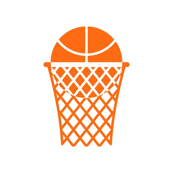 Basketbal bal in ring embleem. Sport logo. Spelen van teken — Stockvector