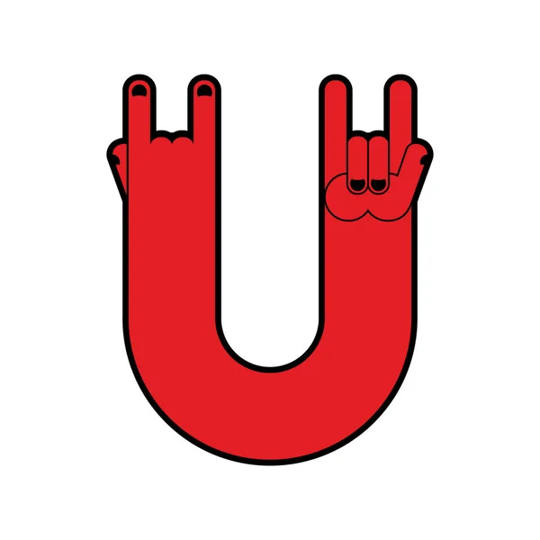 Mano de rock símbolo de la música. emblema de rock and roll aislado — Vector de stock