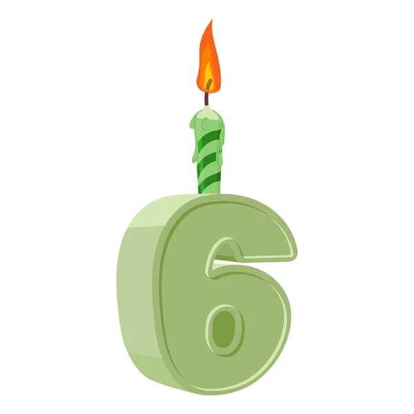 День рождения 6 лет. Номер с праздничной свечой для праздничного торта. s — стоковый вектор