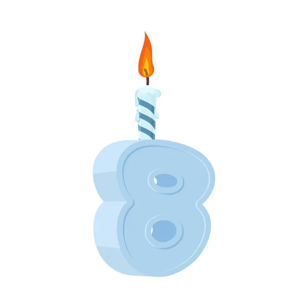 8 лет рождения. Номер с праздничной свечой для праздничного торта. e — стоковый вектор