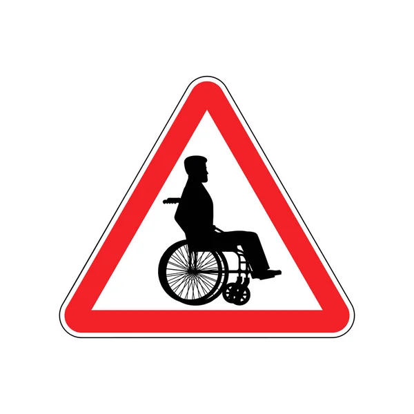 Warning invalid. Sign caution wheelchair on road. Danger way sym — Stock Vector