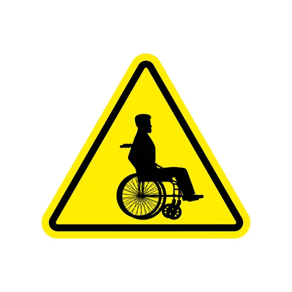 Попередження про некоректний знак. обережний інвалідний візок на дорозі. Символ небезпеки — стоковий вектор
