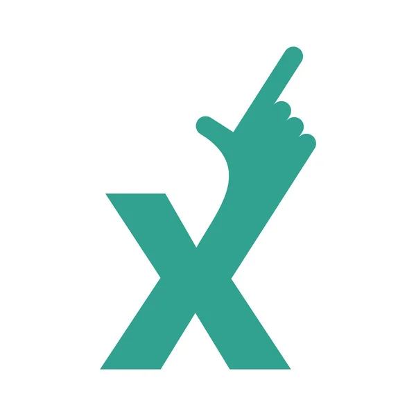 X lettera mano isolata. Lettere dell'indice sul baccalà bianco — Vettoriale Stock