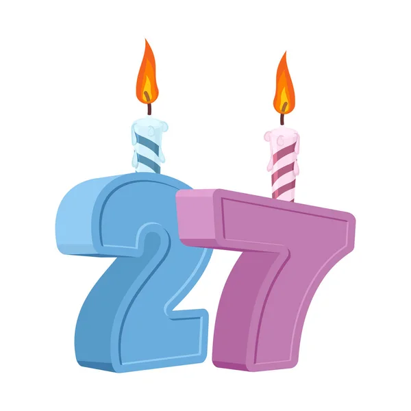 27 years birthday. Number with festive candle for holiday cake. — Stock Vector