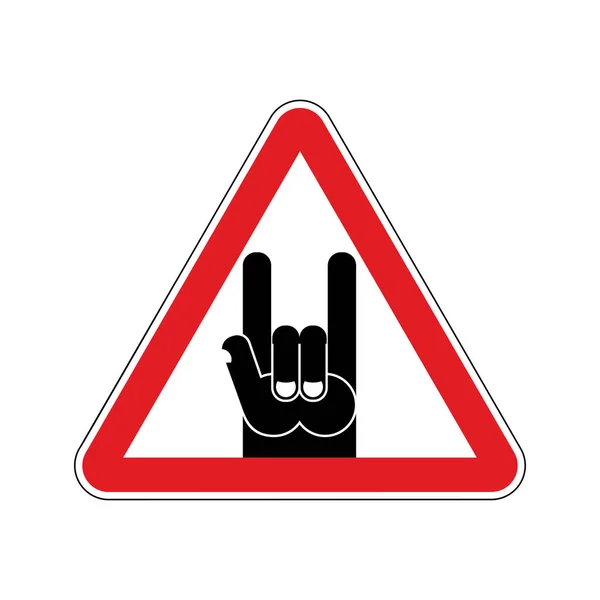 Aufmerksamkeit Rockmusik. Warnung Rock Hand Symbol. Gefährliches Verkehrszeichen — Stockvektor