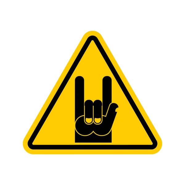 Aufmerksamkeit Rockmusik. Warnung Rock Hand Symbol. Gefährliches Verkehrszeichen — Stockvektor