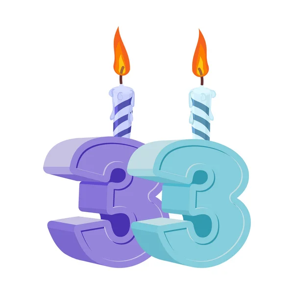 33 роки від дня народження. Номер зі святковою свічкою для святкового торта . — стоковий вектор