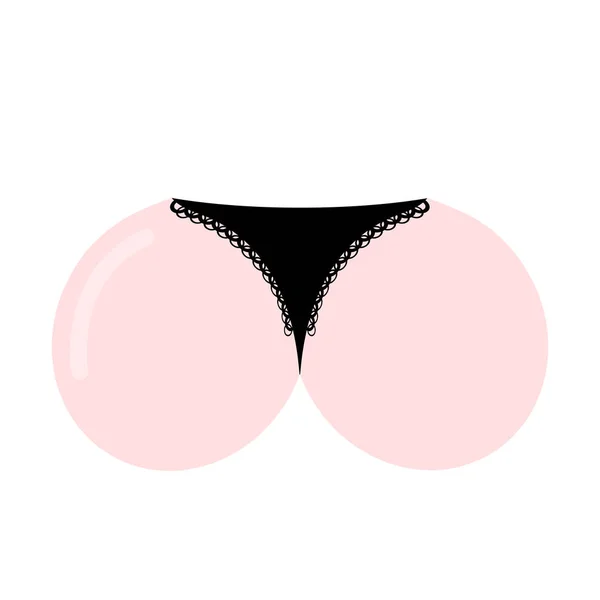 Butt logo. Womens buttocks isolated. Thongs on ass — Stock vektor