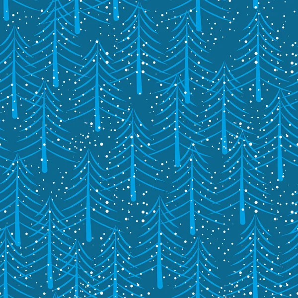 Forêt d'hiver motif sans couture. Arbres de Noël et neige backgro — Image vectorielle