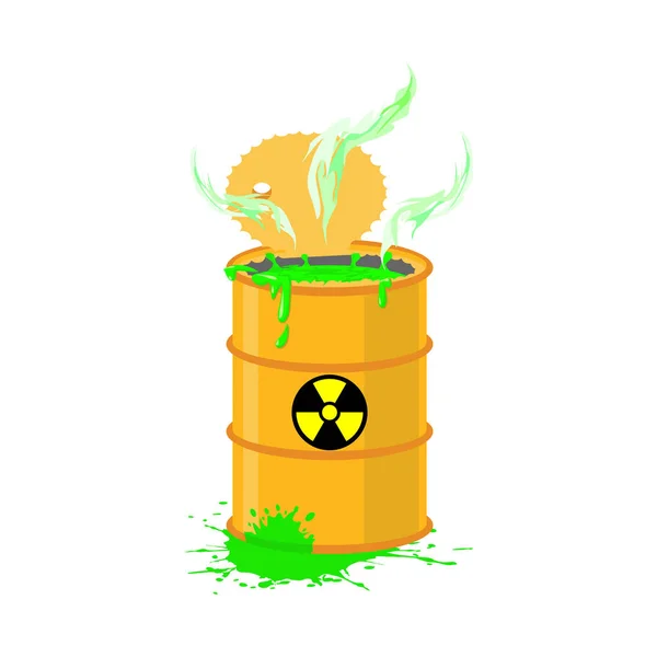 Déchets chimiques baril jaune. Un baril de déchets toxiques. Liquide toxique — Image vectorielle