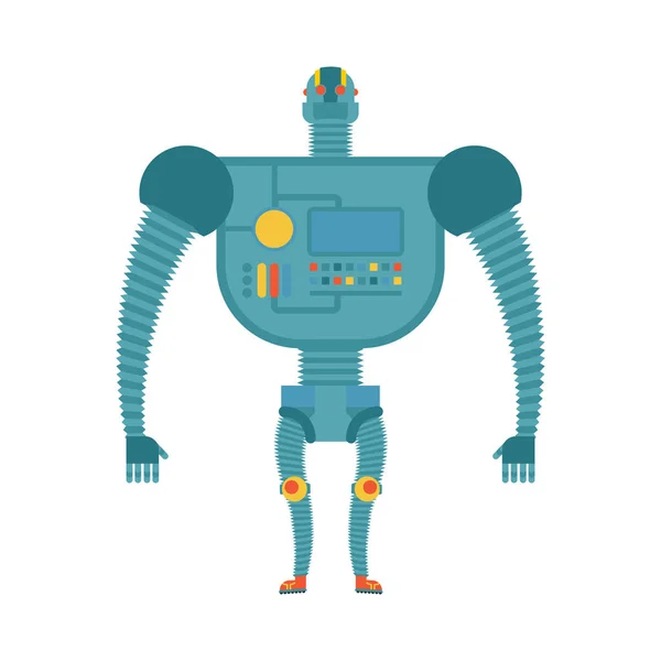 Humanoïde robot. Cyborg geïsoleerd. Elektronische iron man op witte ba — Stockvector