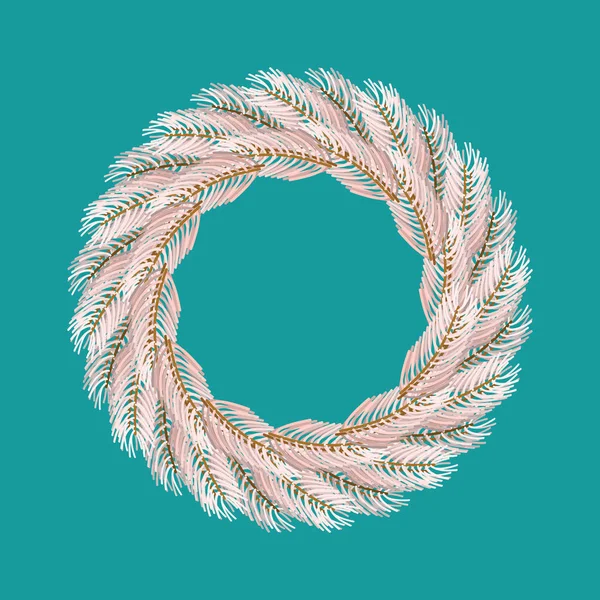 Ghirlanda di Natale bianca isolata. Circlet ramo di abete. Decorazione — Vettoriale Stock