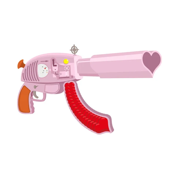 Adoro le armi isolate. Pistola munizioni cuore su sfondo bianco . — Vettoriale Stock