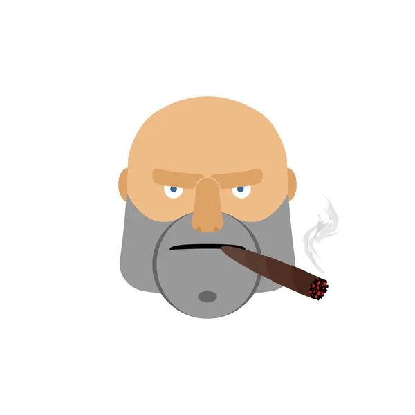 Angry man with cigar. Aggressive male face isolated — Stock Vector