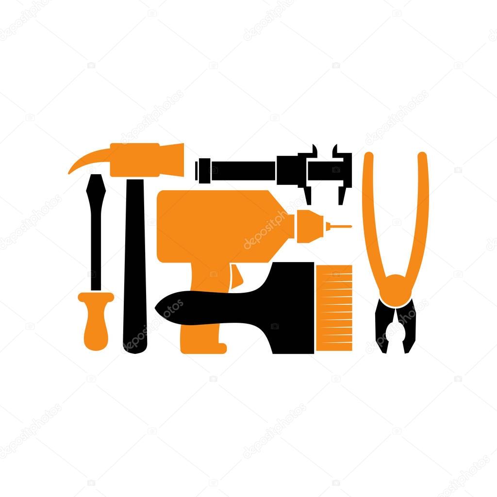 Repair logo. Repairs Tool emblem. Instrument sign. Industrial locksmith Tool