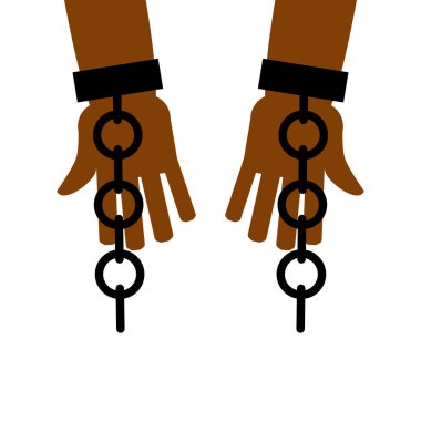Emancipation from slavery. break free. Chains on slave hands. Re clipart