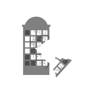 Savaş kırık bina. Çatlak ve parçalanmak Destroyed tesisi.