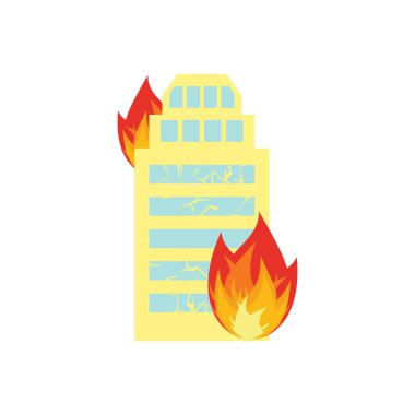 Binada yangın. Ofis windows alevlerden. Kundakçılık ev. F yanmak