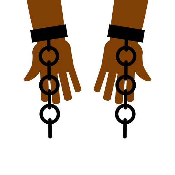 La emancipación de la esclavitud. liberarse. Cadenas en manos de esclavos. RED — Vector de stock