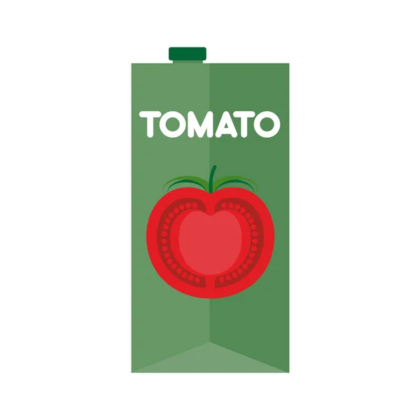 Pacote de suco de tomate isolado. Caixa de papelão para bebida — Vetor de Stock