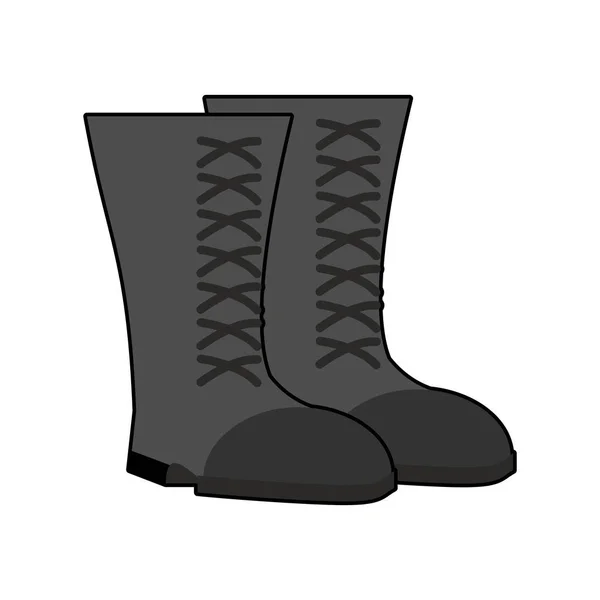 Military boots Black isolated. Army shoes on white background. s — Stock Vector