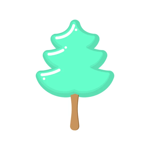 Pistache de sorvete de árvore de Natal. Popsicle em pau em forma de — Vetor de Stock