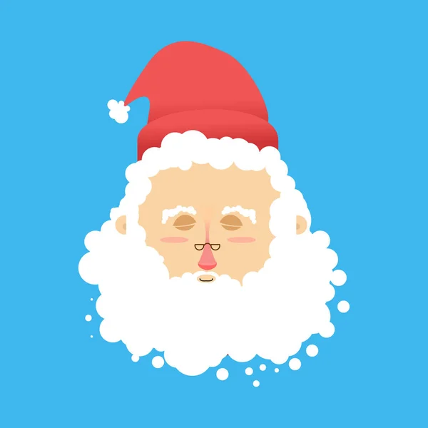 Santa uyku Emoji. Noel rüya. Noel Baba ile yakın gözler — Stok Vektör
