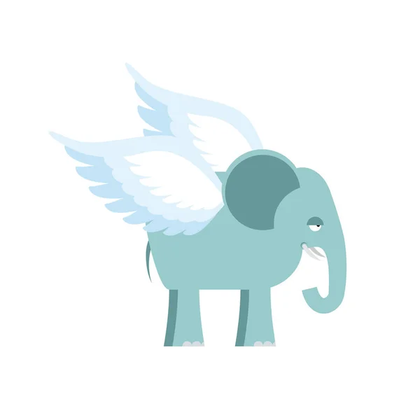 Elefante con alas. Fantástico animal. Elefante volador aislado . — Vector de stock