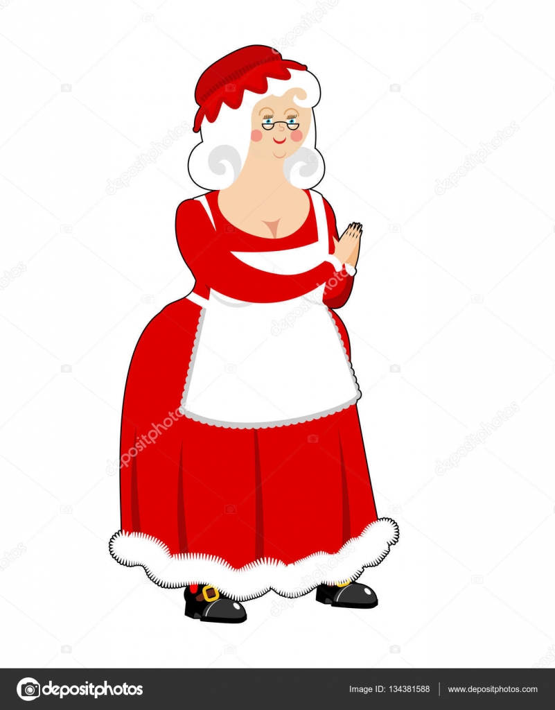 Mrs Claus Isolated Wife Of Santa Claus Christmas Woman In Red Stock