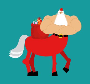 Santa Claus centaur. Santa monster. Half man half horse. Christm clipart