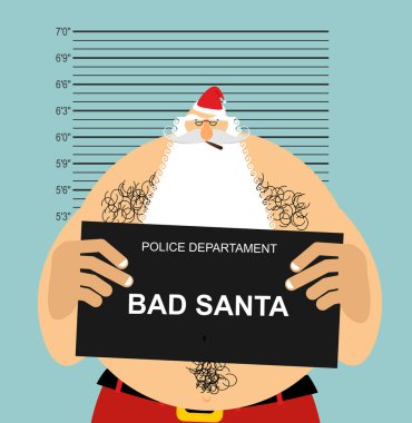 Polis içinde MugShot Santa. Kötü baba suçlu. Yaramaz Santa ile 