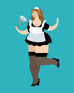 Hizmetçi seksi kız. şehvetli temizlikçi kadın. siyah iç çamaşırı ve stocki