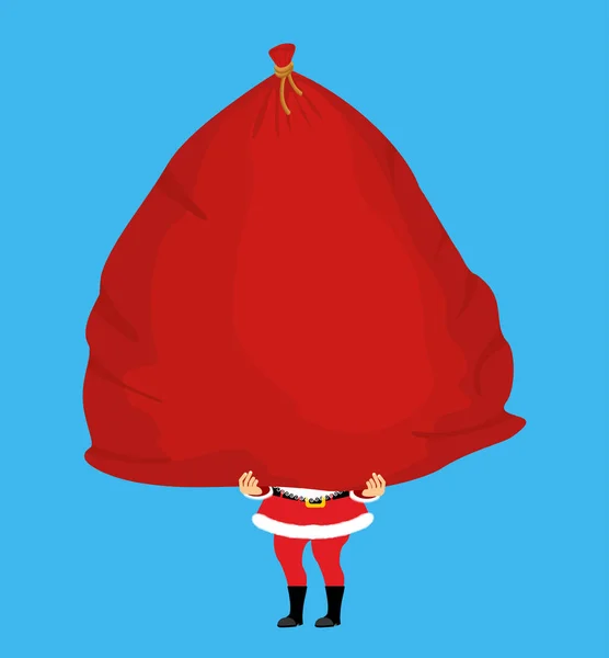 圣诞老人和孤立的礼品袋。大红色的口袋。克里斯的礼物 — 图库矢量图片