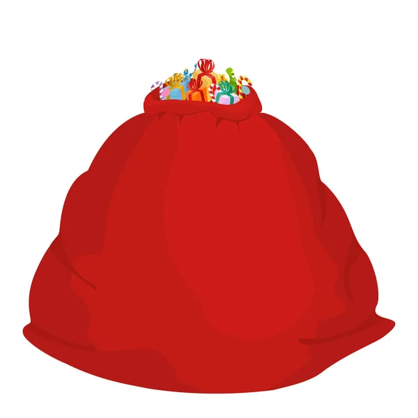 Sacola de Natal Vermelho grande. Papai Noel. presente sackful para childr — Vetor de Stock