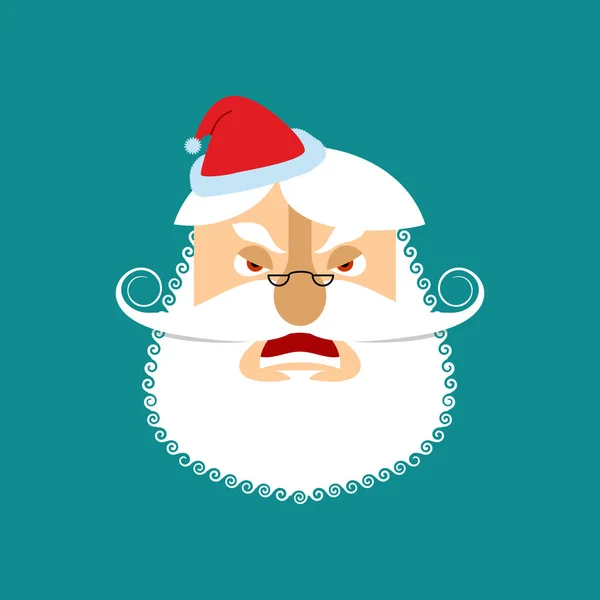 Emoji enojado de Santa. Papá Noel agresivo. cabeza del abuelo w — Archivo Imágenes Vectoriales