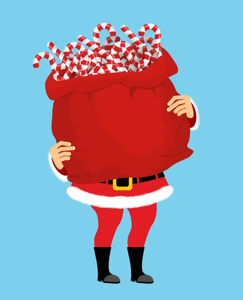 圣诞老人和圣诞薄荷棒棒糖一袋。圣诞节 — 图库矢量图片