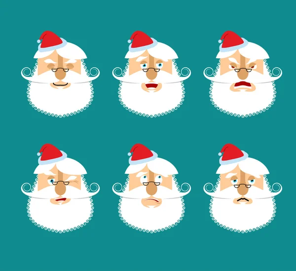 Weihnachtsmann-Emoji-Set. face santa claus collection. Gut und Böse. che — Stockvektor