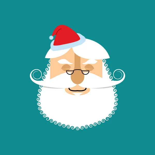 O Pai Natal dorme Emoji. Sonho de Natal. Papai Noel com os olhos fechados — Vetor de Stock