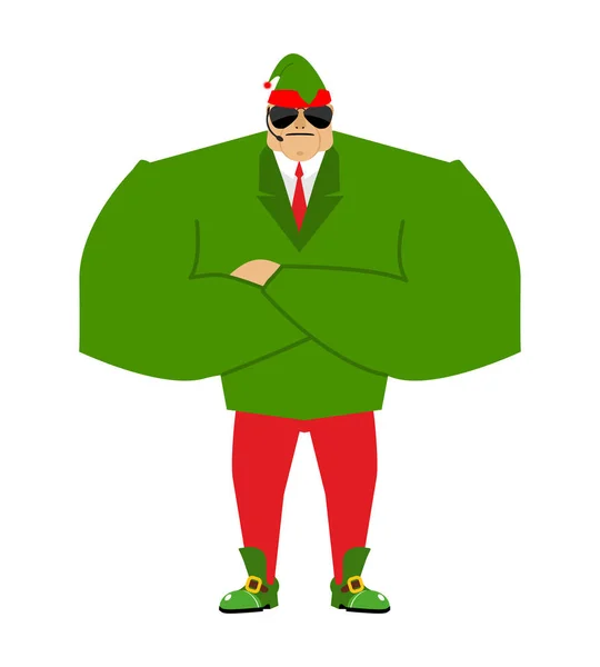 Santa Elf bodyguards. Christmas guards. Protecting new year. Def — Stock Vector