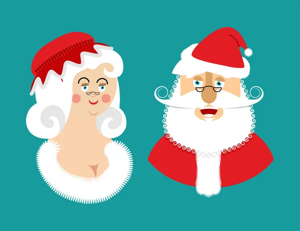 Santa Claus y la señora aislados. Familia navideña. Mujer en rojo dr — Archivo Imágenes Vectoriales