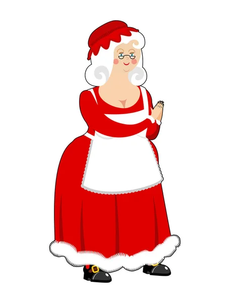 Pani Mikołajowa na białym tle. Żona Świętego Mikołaja. Boże Narodzenie Kobieta w czerwieni — Wektor stockowy