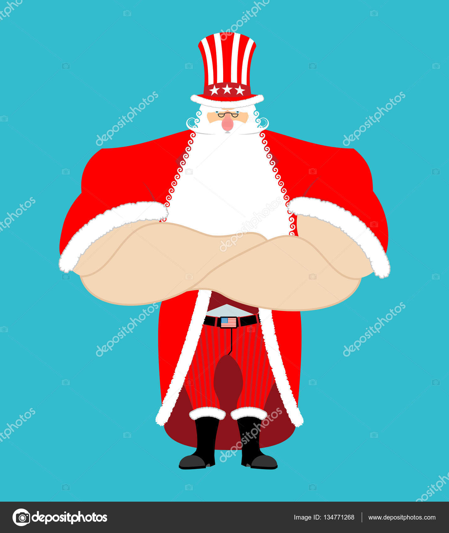Санта Дядя Сэм. Американский Рождественский Клаус. Зимний Цилиндр.