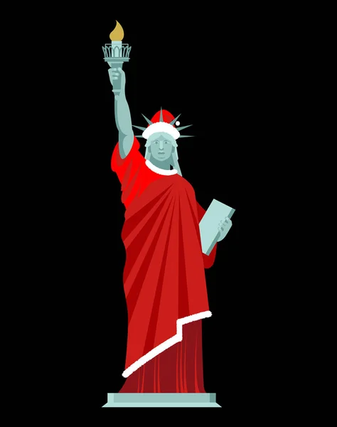 Santa Statue of Liberty. Monument in pak van Claus. Kerst ha — Stockvector