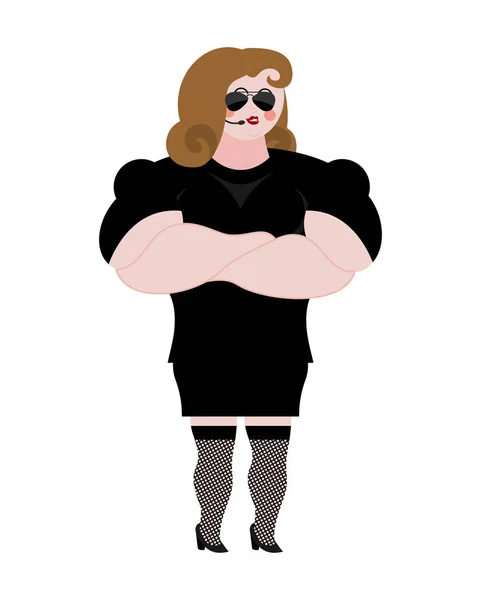 Female Bodyguard. Strong Woman guard at  nightclub. Black suit a — Stock Vector