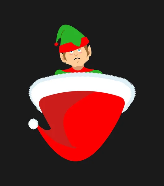 Santa WPR i elf. Trochę Claus asystent. Boże Narodzenie czerwony kapelusz — Wektor stockowy